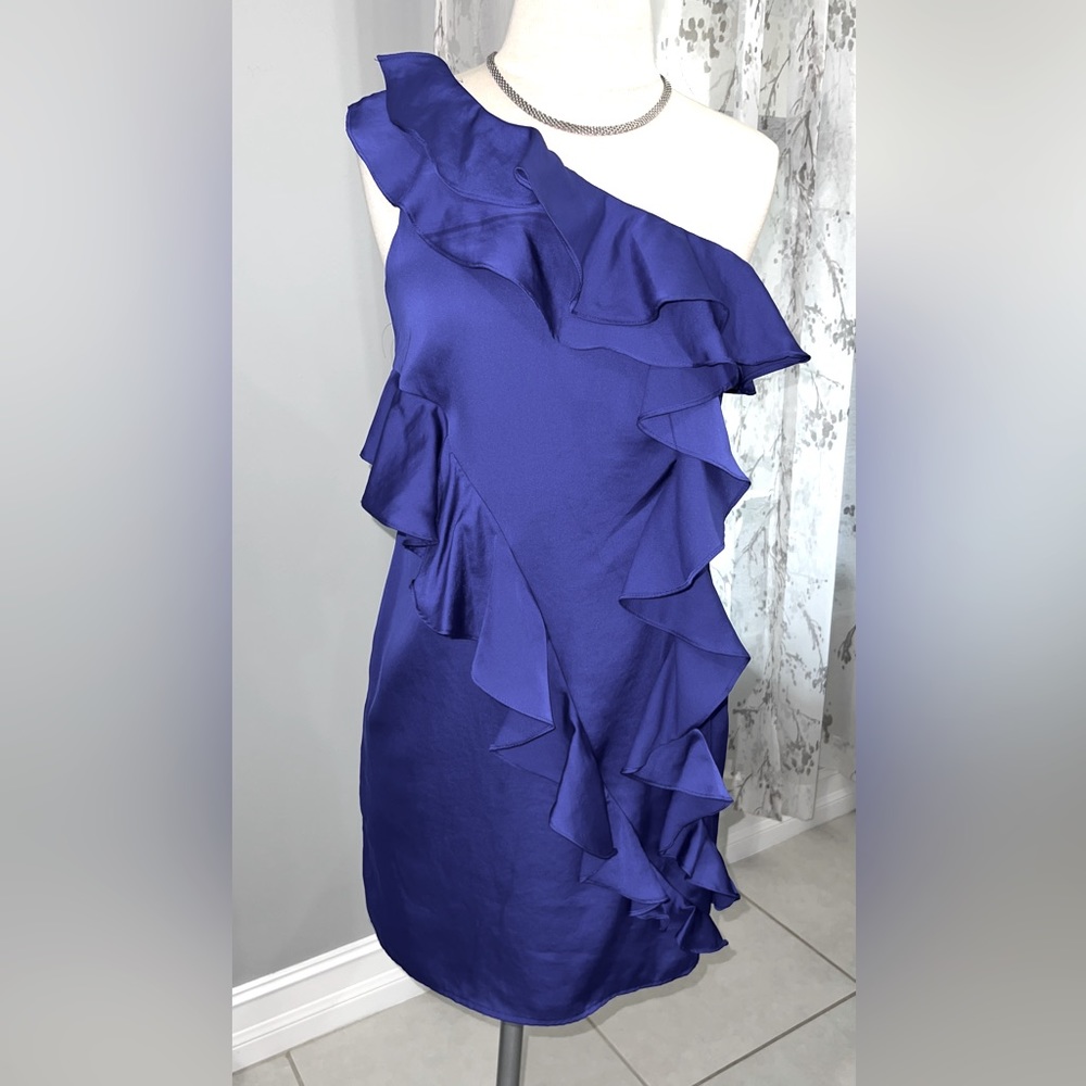 Price Drop!! Vibrant Blue one shoulder ruffle accent Collective Concepts dress